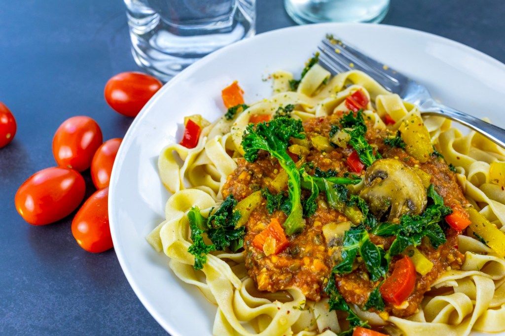 Vegan Bolognese with Mushrooms and Kale&nbsp;Tonight